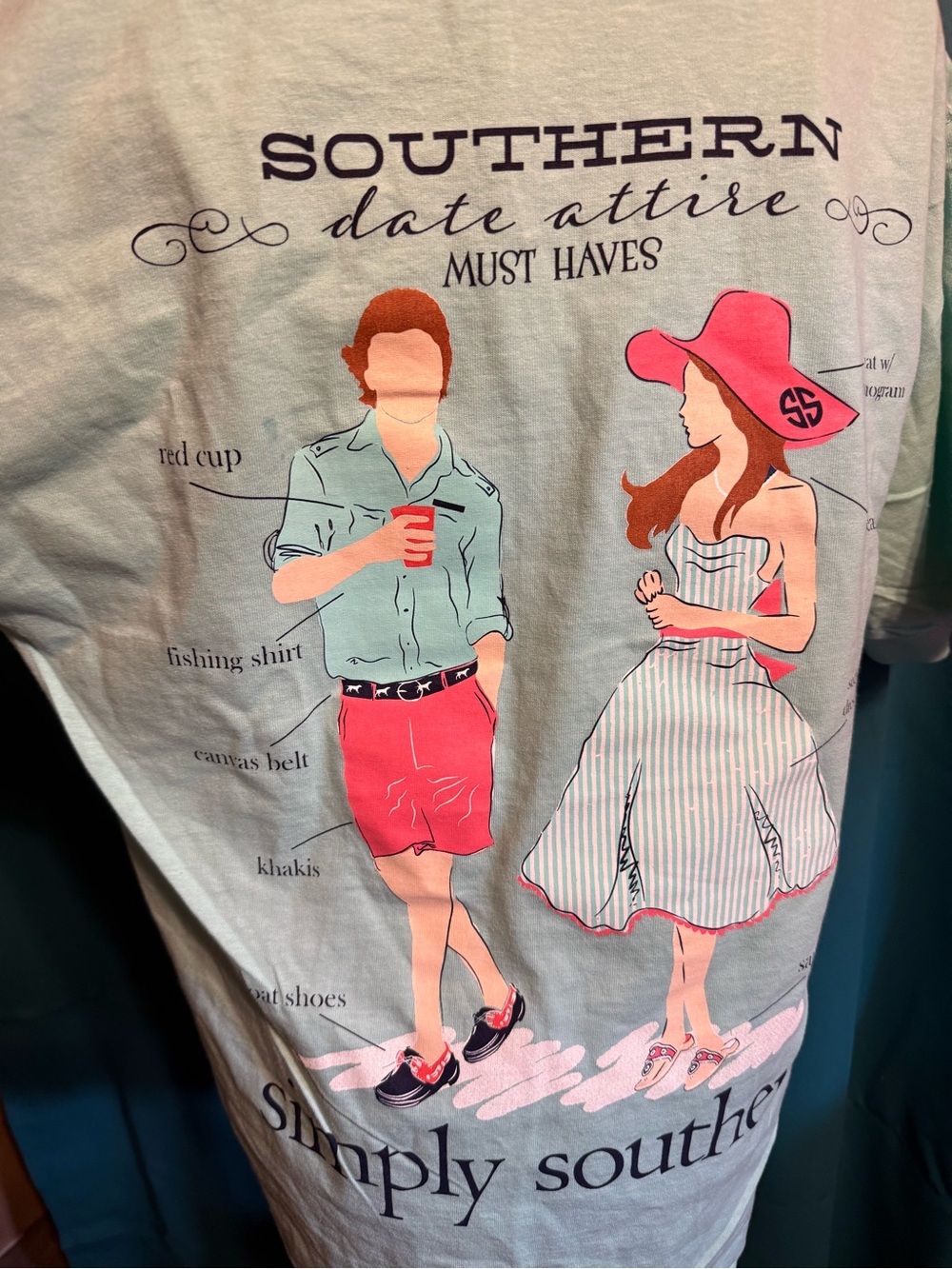 Simply Southern Light Blue Tee with Pink and Red Graphic